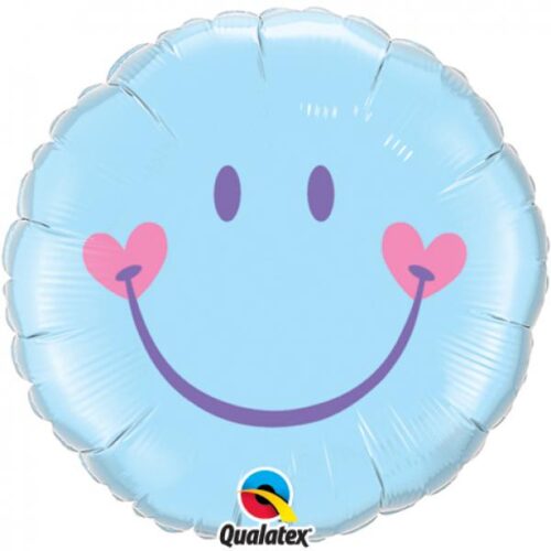 18" Μπαλόνι γαλάζια χαμογελαστή Φατσούλα