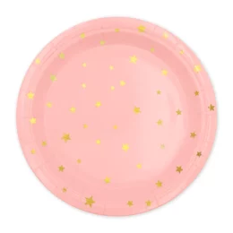 Πιάτα πάρτυ ροζ με χρυσά αστέρια