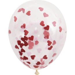 Σετ μπαλόνια με κομφετί καρδιές (6 τεμ)