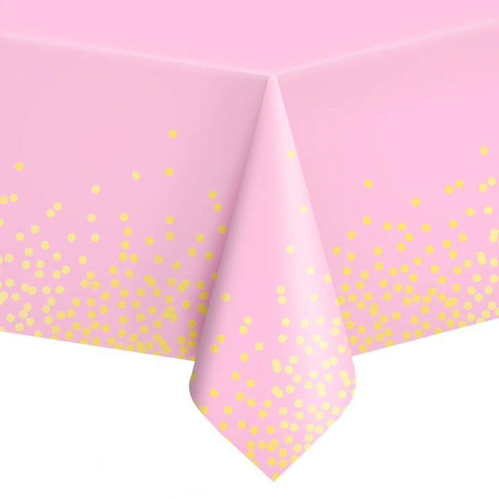 Τραπεζομάντηλο ροζ με χρυσό κομφετί