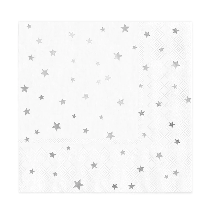 Χαρτοπετσέτες πάρτυ άσπρες με αστέρια (10 τεμ)