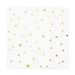 Χαρτοπετσέτες πάρτυ άσπρες με χρυσά αστέρια (10 τεμ)