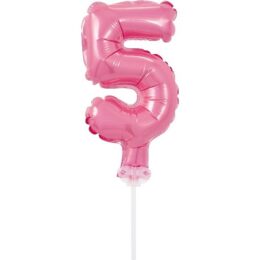 Αριθμός Τούρτας 5 Ροζ Μπαλόνι