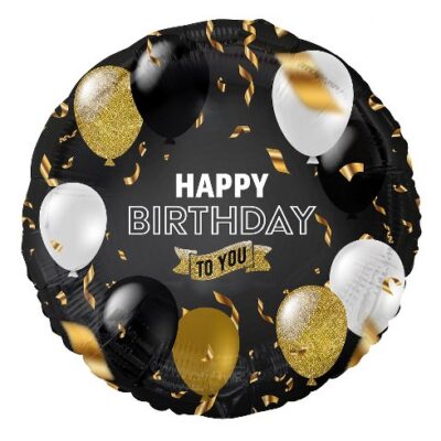 18" Μπαλόνι μαύρο "Happy Birthday To You"