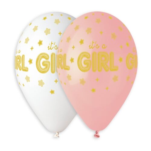 13" Μπαλόνι "It's a girl" χρυσά αστέρια