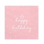 Χαρτοπετσέτες Ροζ Happy Birthday