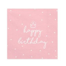 Χαρτοπετσέτες Ροζ Happy Birthday