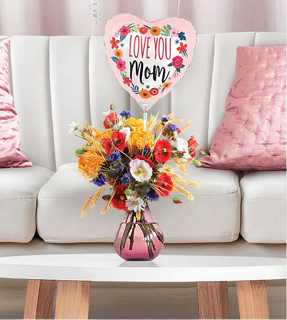 7" Μπαλόνι Mini Shape Love You Mom λουλούδια