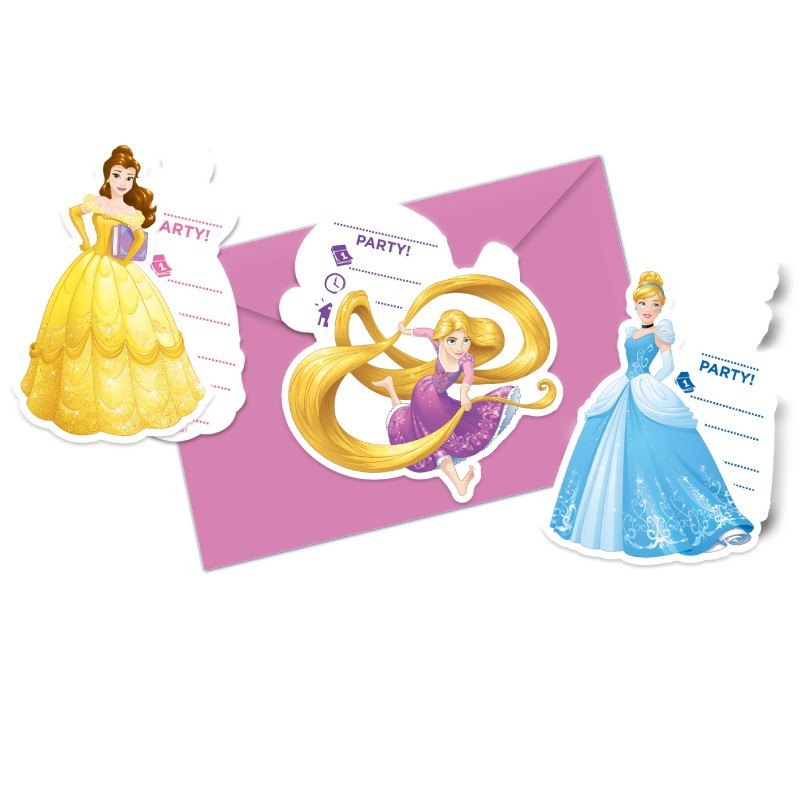 Προσκλήσεις πάρτυ Πριγκίπισσες Disney (6 τεμ)