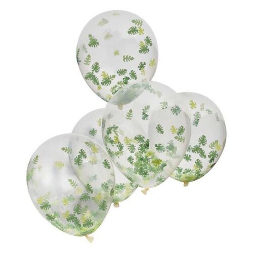 Σετ διάφανα μπαλόνια με κομφετί φύλλα (5 τεμ)