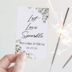 Καρτάκι γάμου με sparkler stick - Λεβάντα (10 τεμ)