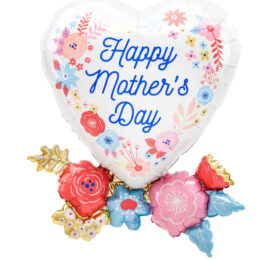 30" Μπαλόνι Καρδιά "Happy Mothers Day" Φλοράλ