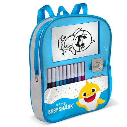 Baby Shark - Backpack Τσάντα νηπιαγωγείου με είδη ζωγραφικής