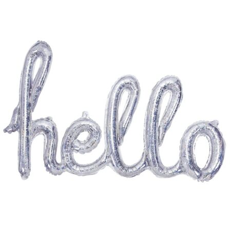 Μπαλόνι ασημί φράση "Hello" Holographic
