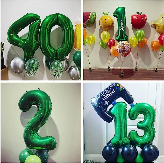 Διακόσμηση γενεθλίων με πράσινα μπαλόνια αριθμούς