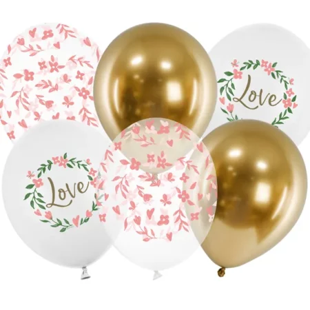 Λάτεξ μπαλόνια 'Love' Φλοράλ (6 τεμ)