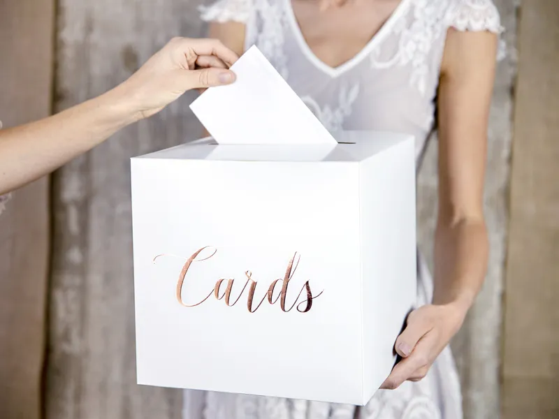 Λευκό Κουτί γάμου για κάρτες rosegold