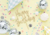 Ξύλινο topper τούρτας Happy Birthday