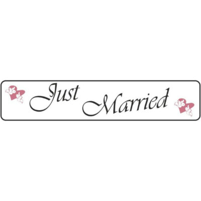 Πινακίδα αυτοκινήτου γάμου "Just Married" περιστέρια