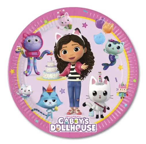 Πιάτα πάρτυ Gabby's Dollhouse (8 τεμ)