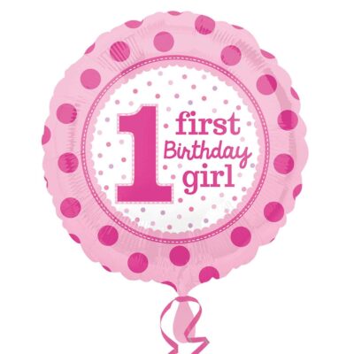 18" Μπαλόνι 1st Birthday Girl ροζ πουά