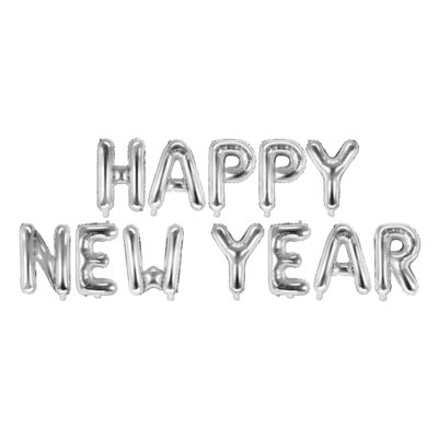 Μπαλόνι φράση 'Happy New Year' ασημί