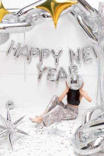 Μπαλόνι φράση 'Happy New Year' ασημί