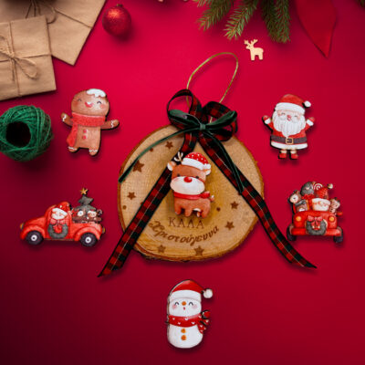 Χριστουγεννιάτικο Στολίδι με 6 μαγνητάκια - Κορμός δέντρου