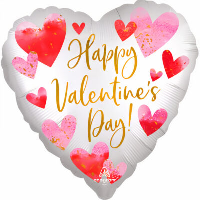 18" Μπαλόνι Satin καρδιά Happy Valentine's Day
