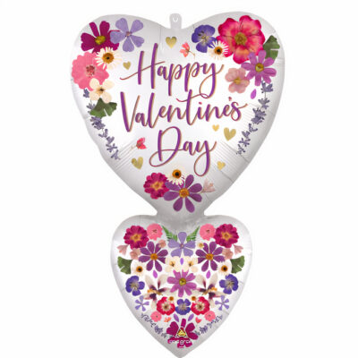 31" Μπαλόνι διπλή καρδιά Happy Valentine's Day