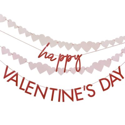 Διακοσμητική Γιρλάντα "Happy Valentine's Day" με καρδιές