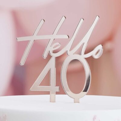 Topper τούρτας "Hello 40" Rosegold