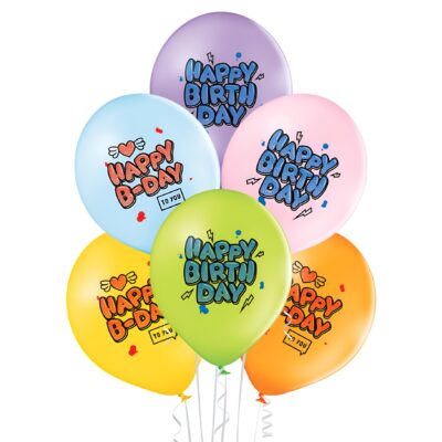 Λάτεξ μπαλόνια Graffiti Birthday (6 τεμ)