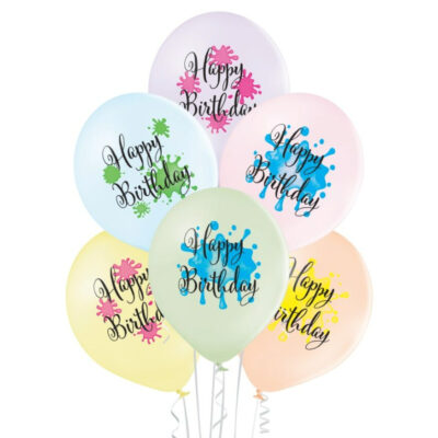Λάτεξ μπαλόνια Happy Birthday Splash (6 τεμ)