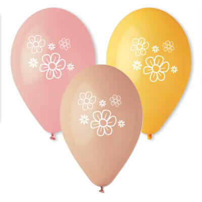 12" Μπαλόνια τυπωμένα Λουλούδια