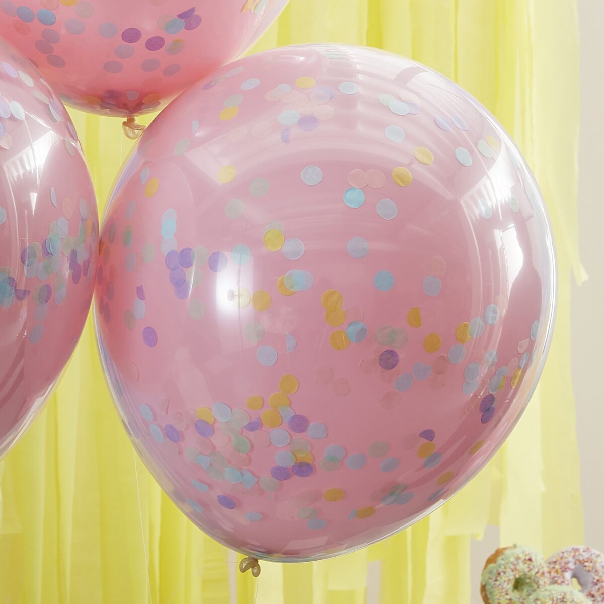 Mπαλόνι Ροζ 18" Διπλής Στρώσης Με Χρωματιστά Κομφετί