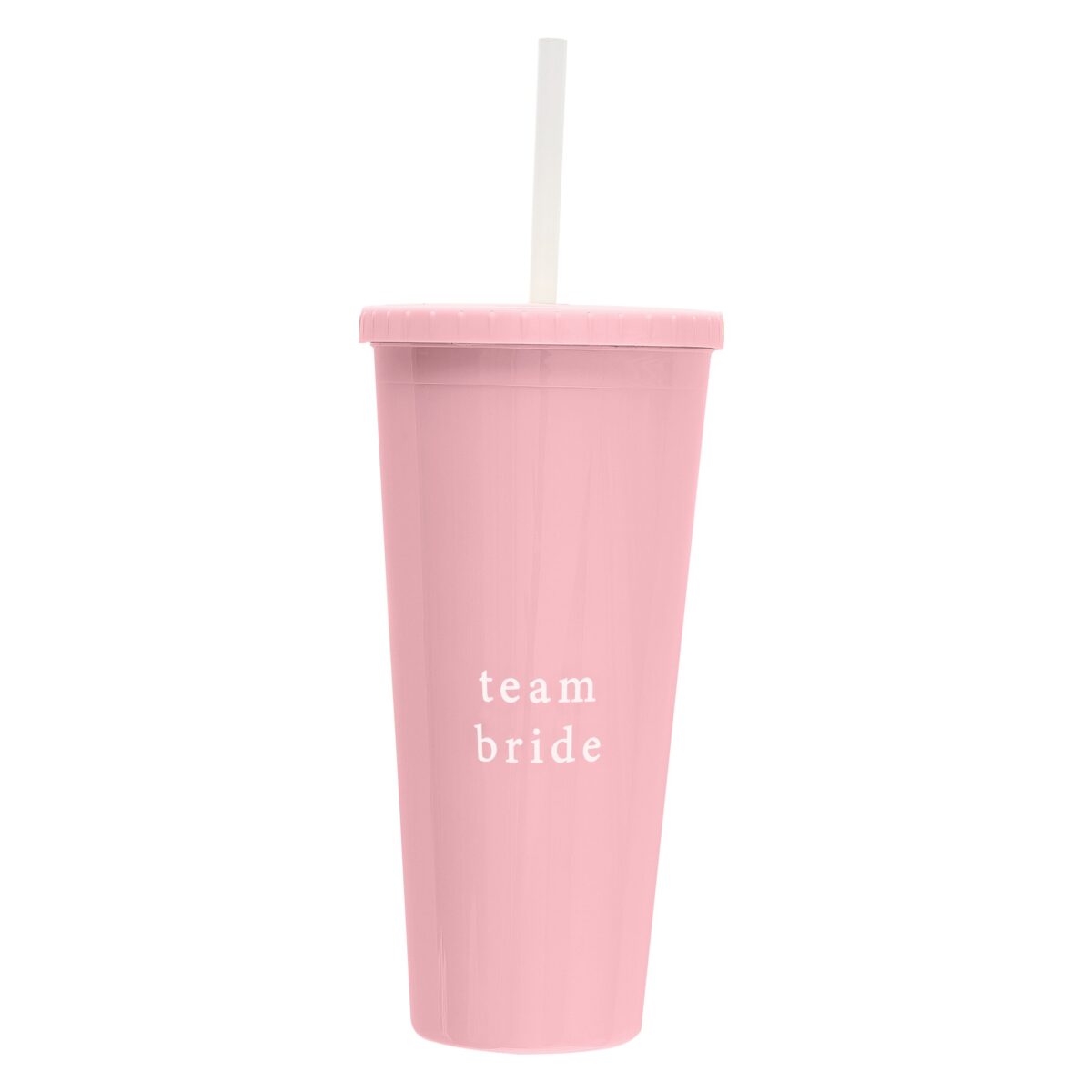 Ροζ επαναχρησιμοποιήσιμο Ποτήρι με καλαμάκι - Team Bride