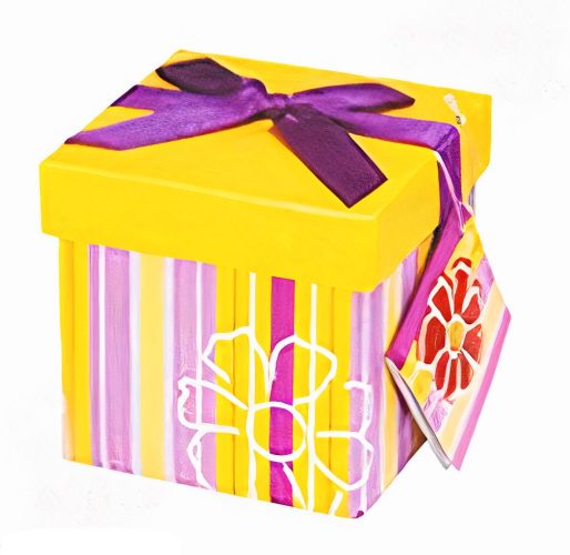 Κίτρινο Κουτί δώρου με ρίγες