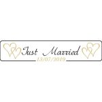 Πινακίδα αυτοκινήτου γάμου Just Married gold hearts (2 τεμ)