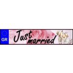 Πινακίδα αυτοκινήτου γάμου Just Married pink rose (2 τεμ)