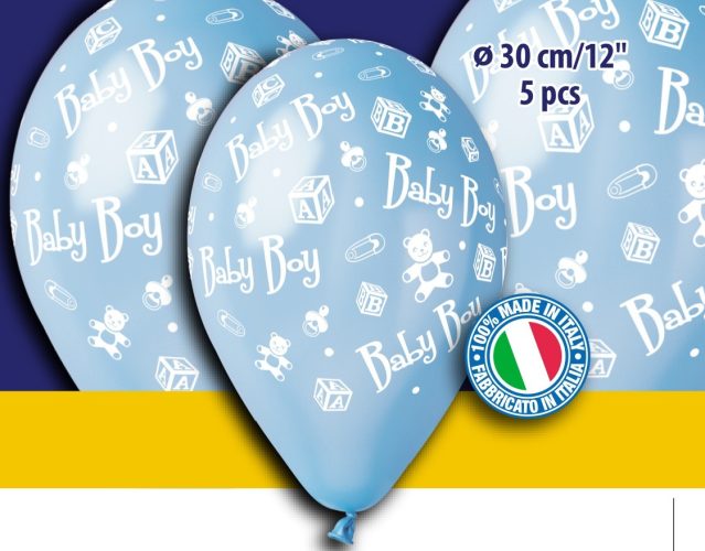 12 Μπαλόνι γαλάζιο baby boy 5 τεμ