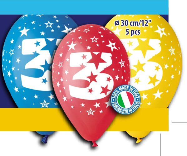 12 Μπαλόνι γενέθλια Νο 3 5 τεμ