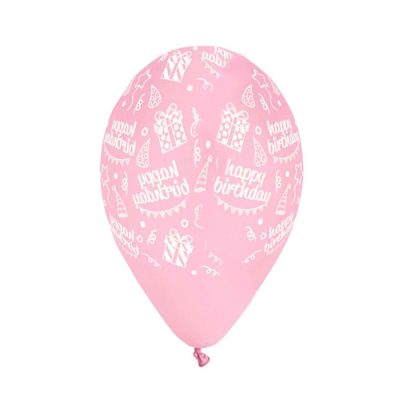 12 Μπαλόνι Happy Bday baby pink 25 τεμ