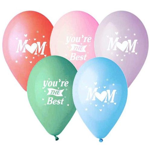 12 Μπαλόνι τυπωμένο Βest Mum σε 5 χρώματα 25 τεμ