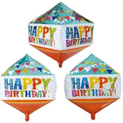 15 Μπαλόνι Happy Birthday Κύβος