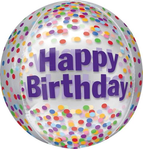 16 Μπαλόνι Happy Birthday κομφετί ORBZ