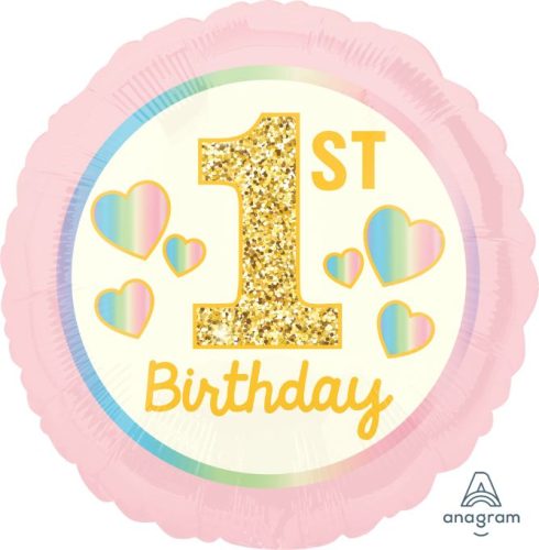 17 Μπαλόνι 1st Birthday Ροζ και Χρυσό