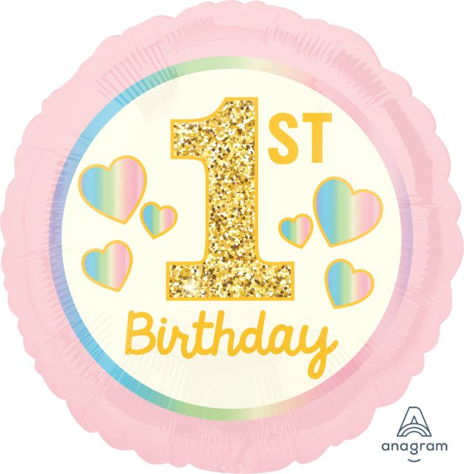 17 Μπαλόνι 1st Birthday Ροζ και Χρυσό 17 Μπαλόνι 1st Birthday Ροζ και Χρυσό