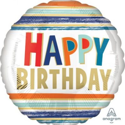 17 Μπαλόνι Happy Birthday Letters & Stripes