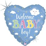 18'' Μπαλόνι γέννησης Καρδιά Welcome Baby Boy